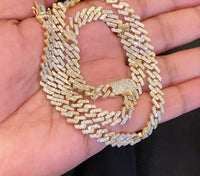 
              10K YELLOW GOLD 10.25 CARAT REAL DIAMOND 8MM 22 INCHES 60.04 GRAM GOLD CUBAN LINK CHAIN NECKLACE
            