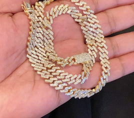 10K YELLOW GOLD 10.25 CARAT REAL DIAMOND 8MM 22 INCHES 60.04 GRAM GOLD CUBAN LINK CHAIN NECKLACE