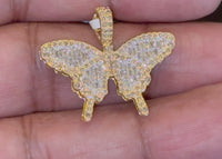 
              10K YELLOW GOLD 1 CARAT 1 INCH REAL DIAMOND BUTTERFLY PENDANT CHARM
            