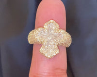 
              10K SOLID YELLOW GOLD 3.75 CARAT REAL DIAMOND CROSS ENGAGEMENT RING WEDDING PINKY BAND
            