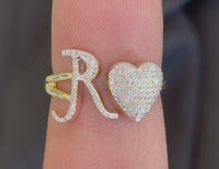 
              10K YELLOW GOLD .20 CARAT WOMENS NATURAL DIAMOND HEART & LETTER INITIAL R RING
            