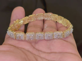 10K YELLOW GOLD 6 CARAT REAL DIAMOND 25.05 GRAMS 8 MM 8 INCHES BRACELET