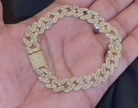 
              10K YELLOW GOLD 7 CARAT REAL DIAMOND 30 GRAMS 8.25 INCHES 10 MM CUBAN LINK BRACELET
            