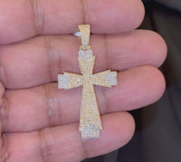 
              10K YELLOW GOLD 1 CARAT NATURAL DIAMONDS 1.75 INCHES REAL DIAMOND CROSS PENDANT CHARM
            