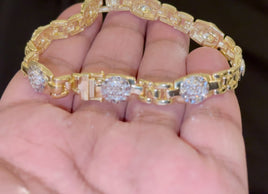 .60 CARAT NATURAL DIAMONDS STERLING SILVER GOLD PLATED 20.04 GRAMS 8.50 INCHES BRACELET