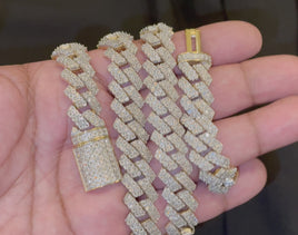 6.25 CARAT NATURAL DIAMONDS STERLING SILVER GOLD PLATED 110.46 GRAMS 22 INCHES 13 MM FANOOK CUBAN LINK CHAIN NECKLACE