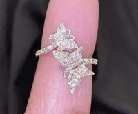 
              10K SOLID WHITE GOLD .65 CARAT REAL WOMEN DIAMOND BUTTERFLY RING
            