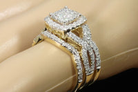 
              10K YELLOW GOLD 2 CARAT WOMEN DIAMOND ENGAGEMENT RING 2 WEDDING BANDS BRIDAL SET
            