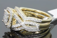 
              10K YELLOW GOLD 2 CARAT WOMEN DIAMOND ENGAGEMENT RING 2 WEDDING BANDS BRIDAL SET
            