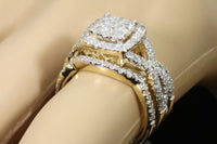 
              10K YELLOW GOLD 2 CARAT WOMEN DIAMOND ENGAGEMENT RING 2 WEDDING BANDS BRIDAL SET
            