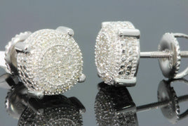 .30 CARAT STERLING SILVER MENS WOMENS 8mm 100% REAL DIAMONDS EARRINGS STUDS