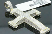 
              10K YELLOW GOLD 2.25 CARAT 2 INCH REAL DIAMOND MEN CROSS PENDANT CHARM CROSS
            