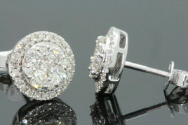 10K WHITE GOLD 1.25 CARAT MENS/WOMENS 10mm 100% GENUINE DIAMONDS EARRING STUDS