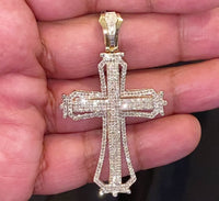 
              10K YELLOW GOLD 1.50 CARAT 2.50 INCHES REAL DIAMOND MEN CROSS PENDANT CHARM CROSS
            