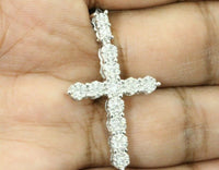 
              10K WHITE GOLD 1 CARAT 1.50 INCH REAL DIAMOND MEN CROSS PENDANT CHARM CROSS
            