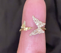 
              10K SOLID YELLOW GOLD .40 CARAT REAL WOMEN DIAMOND BUTTERFLY RING
            