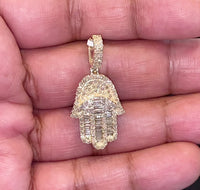 
              10K YELLOW GOLD 1.75 CARAT REAL DIAMOND 1.50 INCHES HAMSA HAND PENDANT CHARM
            