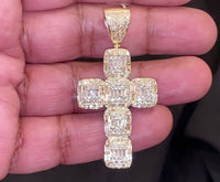 
              10K YELLOW GOLD 3.25 CARAT 2.25 INCHES REAL DIAMOND CROSS PENDANT CHARM CROSS
            