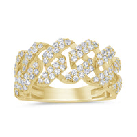 
              10K SOLID YELLOW GOLD 1.50 CARAT REAL DIAMOND CUBAN LINK ENGAGEMENT RING WEDDING PINKY BAND
            