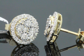 10K YELLOW GOLD .60 CARAT MENS/WOMENS 8 MM 100% GENUINE DIAMONDS EARRING STUDS