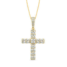 10K YELLOW GOLD 2.25 CARAT 1.75 INCHES REAL DIAMOND MEN CROSS PENDANT CHARM CROSS