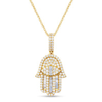 
              10K YELLOW GOLD 1.75 CARAT REAL DIAMOND 1.50 INCHES HAMSA HAND PENDANT CHARM
            