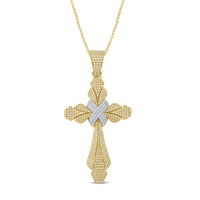 
              10K YELLOW GOLD 1.25 CARAT 2.25 INCHES REAL DIAMOND MEN CROSS PENDANT CHARM CROSS
            