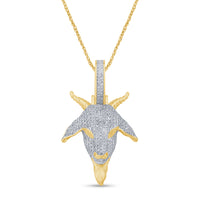 
              10K SOLID YELLOW GOLD 1 CARAT REAL DIAMOND 1.50 INCHES GOAT PENDANT CHARM
            