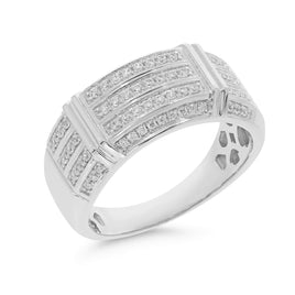 10K WHITE GOLD .60 CARAT MENS REAL DIAMOND ENGAGEMENT WEDDING PINKY RING BAND