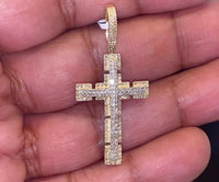 
              10K YELLOW GOLD .65 CARAT 1.75 INCHES REAL DIAMOND MEN CROSS PENDANT CHARM CROSS
            