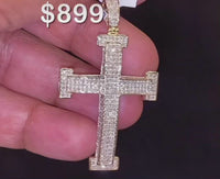 
              10K YELLOW GOLD 2.25 CARAT 2 INCH REAL DIAMOND MEN CROSS PENDANT CHARM CROSS
            