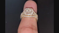 
              10K YELLOW GOLD 2 CARAT WOMEN DIAMOND ENGAGEMENT RING 2 WEDDING BANDS BRIDAL SET
            