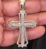 
              10K YELLOW GOLD 1.50 CARAT 2.50 INCHES REAL DIAMOND MEN CROSS PENDANT CHARM CROSS
            