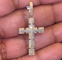 
              10K YELLOW GOLD .65 CARAT 1.75 INCHES REAL DIAMOND MEN CROSS PENDANT CHARM CROSS
            