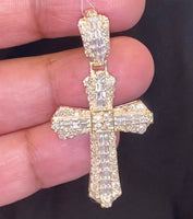 
              10K YELLOW GOLD 2.25 CARAT 2 INCHES REAL DIAMOND MEN CROSS PENDANT CHARM CROSS
            